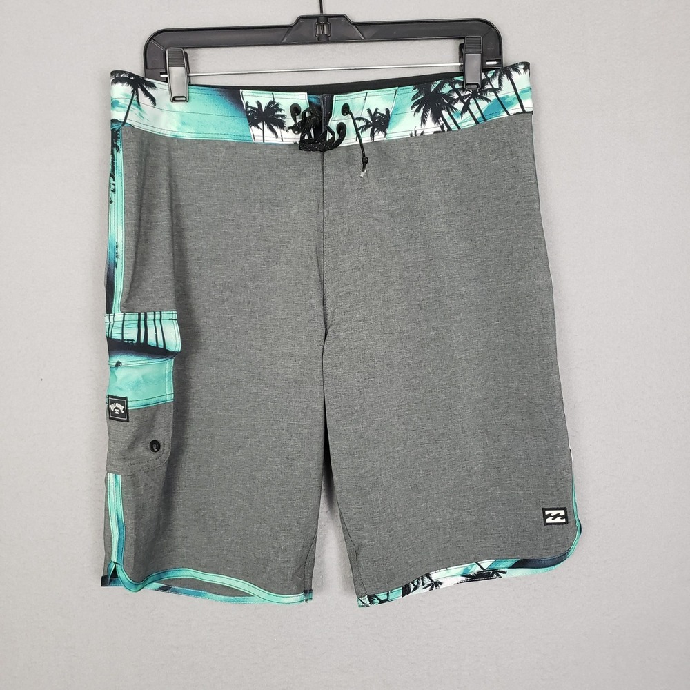Billabong '73 Pro Recycler Board Shorts Gray Blue Tropical Surfer Sporty Mens 32